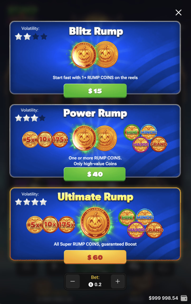 Rump And Halloween app, demo, arnaque ou argent réel : Buy Bonus en vue mobile verticale