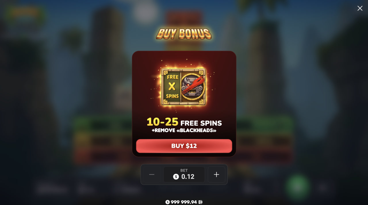 Aztec Totem avis, bonus et code promo, inscription au jeu d'argent : fenêtre Bonus Buy free spins